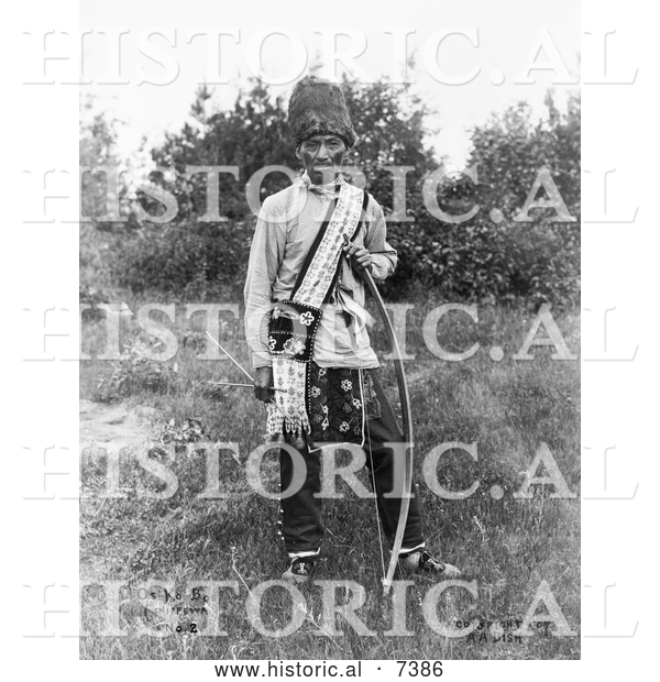 Historical Photo of Osage Native American Called Os Ko Bos 1908 - Black and White