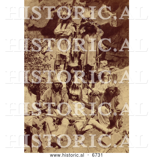 Historical Photo of Paiute Native Americans 1873 - Sepia