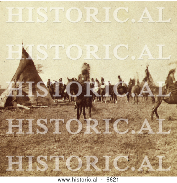 Historical Photo of Pawnee Indian Camp 1866 - Sepia