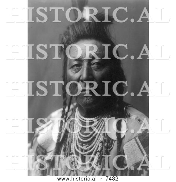 Historical Photo of Plenty Coups, Apsaroke Native American Man 1908 - Black and White