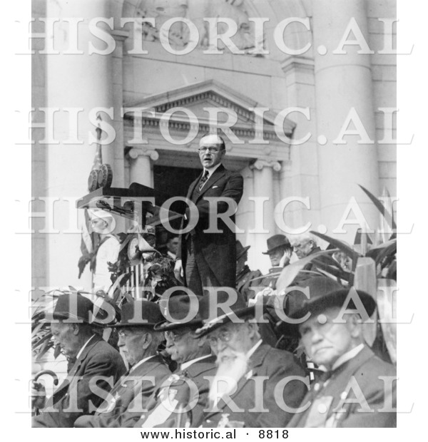 Historical Photo of President Calvin Coolidge - Decoration Day Ceremonies - Black and White Version