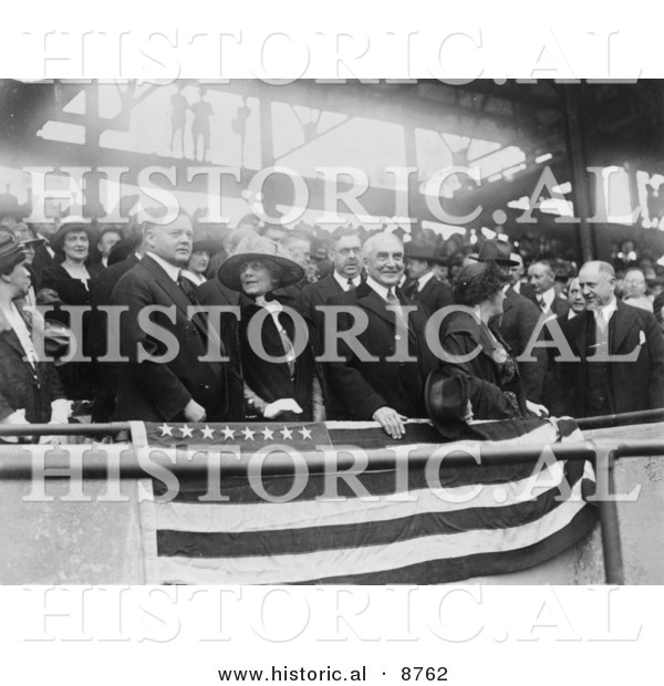 Historical Photo of President Herbert Hoover at a Baseball Game - Black and White Version