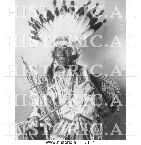 Historical Photo of Pretty Hawk, Sioux Indian Chief 1908 - Black and White