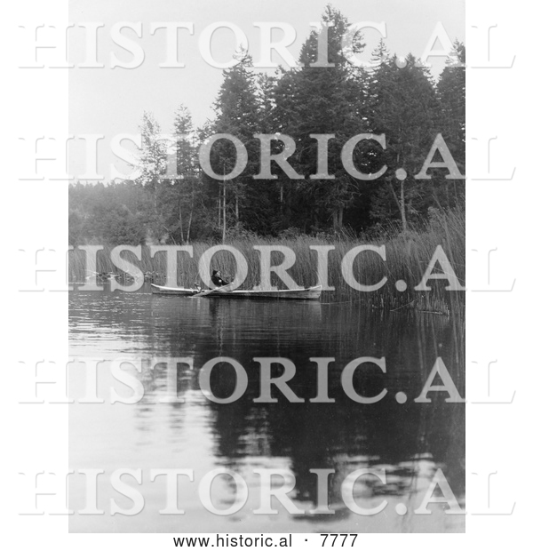 Historical Photo of Quamichan Canoe 1910 - Black and White