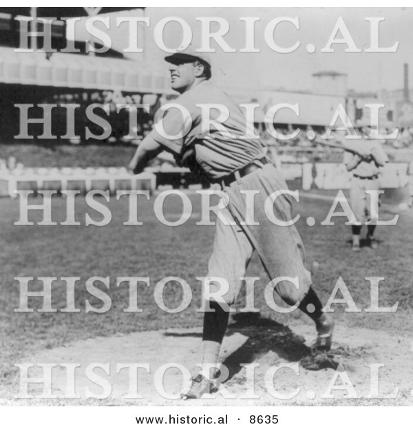 Historical Photo of Rube Kroh of the Chicago Cubs Throwing a Baseball 1910 - Black and White Version