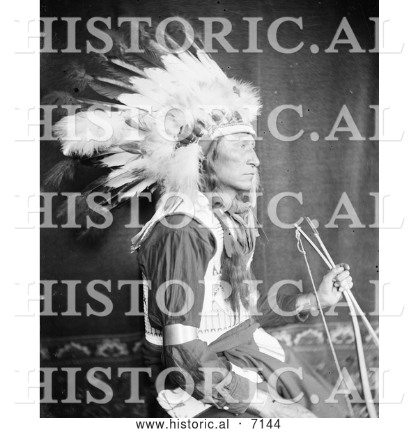 Historical Photo of Sioux Indian Man, Chief Lone Bear 1900 - Black and White