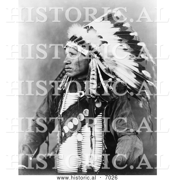 Historical Photo of Sioux Indian Man Named Red Bird 1908 - Black and White