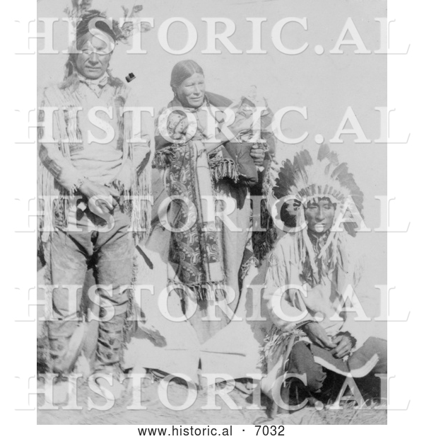 Historical Photo of Sioux Indians, Grey Eagle and Family, near Tipi 1900 - Black and White