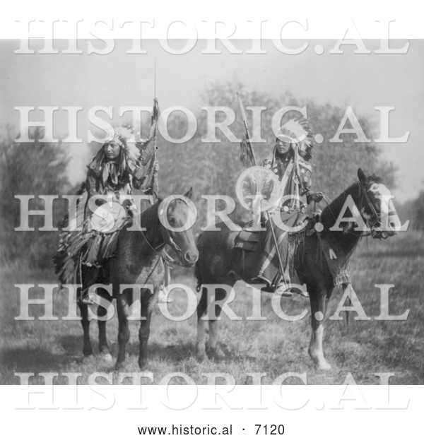 Historical Photo of Sioux Indians on Horses 1899 - Black and White