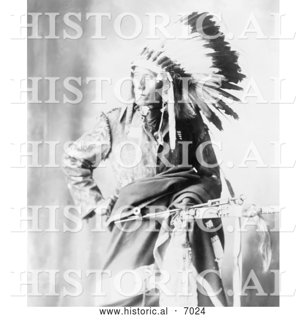 Historical Photo of Sioux Native American Named Bird Head 1899 - Black and White