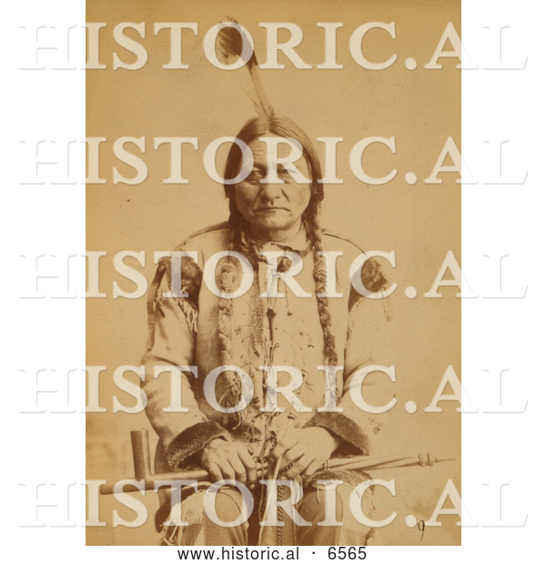 Historical Photo of Sitting Bull with Peace Pipe 1884 - Sepia
