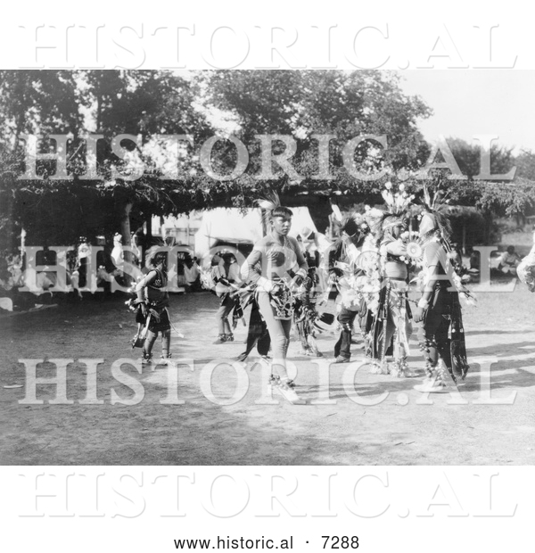 Historical Photo of Skidi and Wichita Indian Dancers 1927 - Black and White