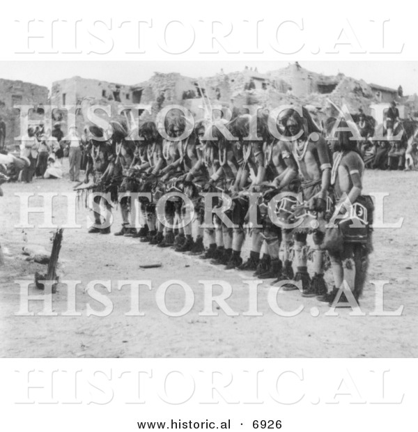 Historical Photo of Snake Priests During Ceremonial Dance - Native American Indians - Black and White Version