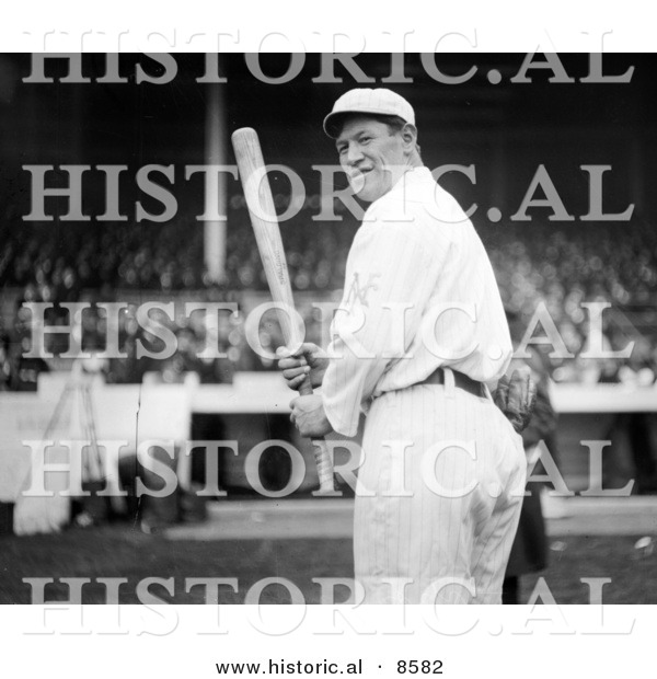 Historical Photo of the Giants Baseball Player, Jim Thorpe, at Polo Grounds, Holding a Baseball Bat - Black and White Version