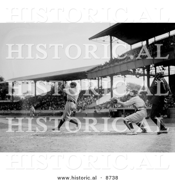 Historical Photo of the Sultan of Swat, Babe Ruth, Batting in 1920 - Black and White Version