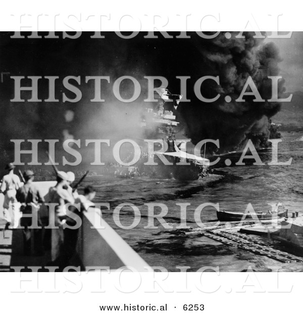 Historical Photo of the USS California & Oklahoma Battleships - Black and White Version