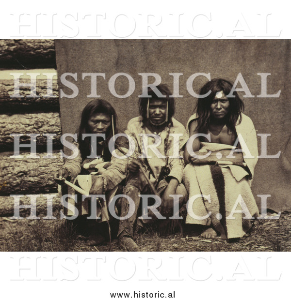 Historical Photo of Three Kootenai Men 1861 - Sepia