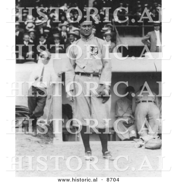 Historical Photo of Tyrus Raymond Cobb, Detroit Tigers Baseball Player, 1914 - Black and White Version