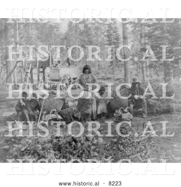 Historical Photo of Washoe Indians - Black and White