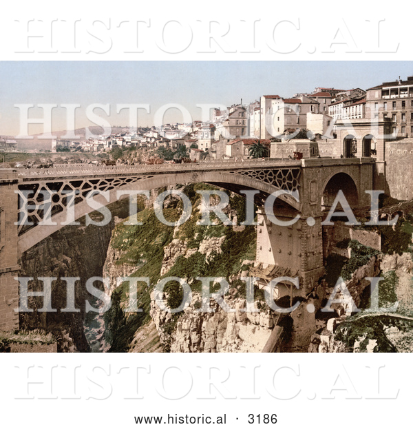 Historical Photochrom of a Bridge, Constantine, Algeria