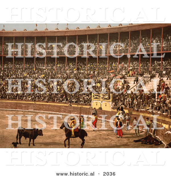 Historical Photochrom of a Bullfight in Barcelona
