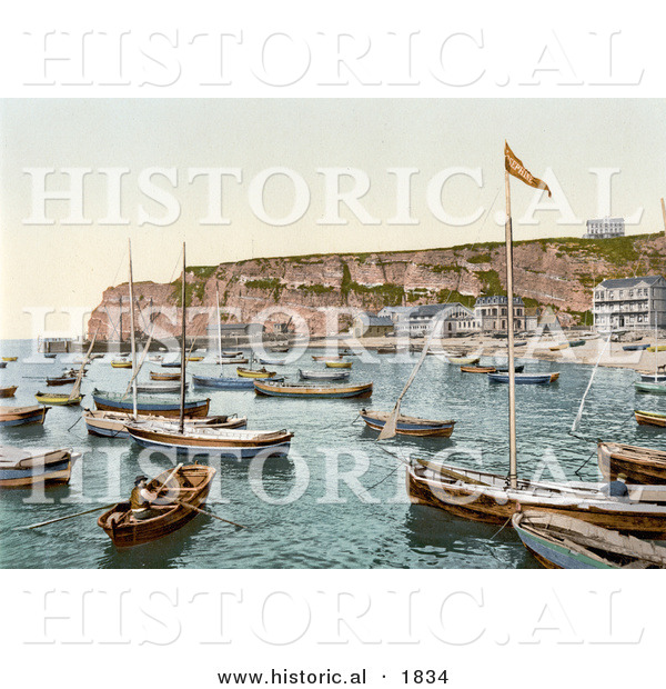 Historical Photochrom of Boats, Heligoland, Germany