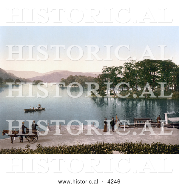 Historical Photochrom of Bowness-on-Windermere, Windermere in South Lakeland, Cumbria, England, United Kingdom