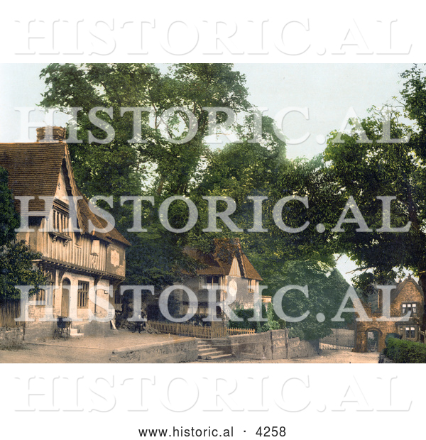 Historical Photochrom of Buildilngs at Penshurst, Sevenoaks, Kent, England, UK