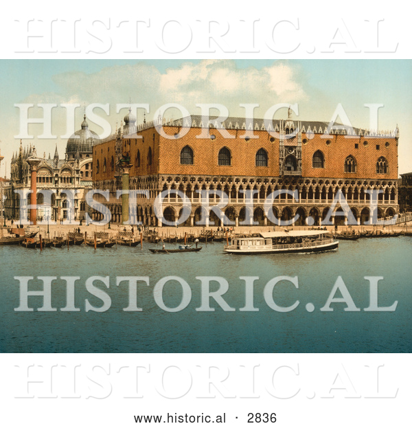 Historical Photochrom of Doges’ Palace, Venice