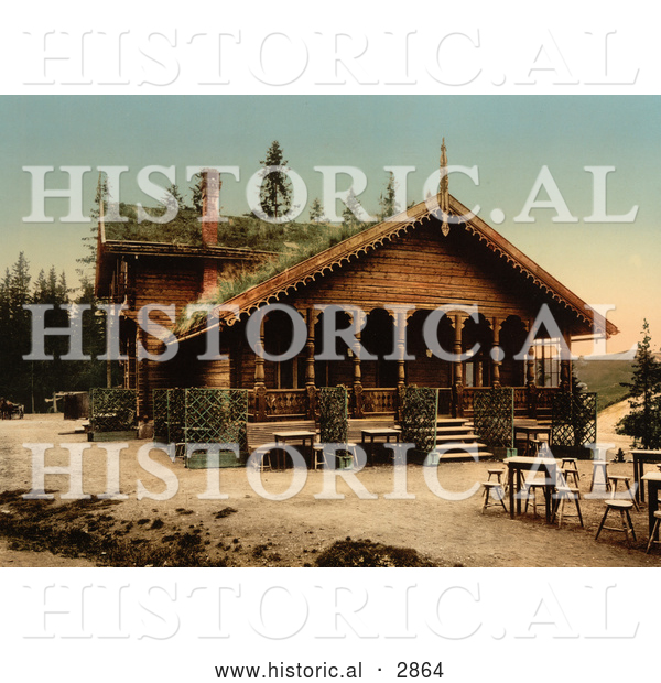 Historical Photochrom of Fossestuen Hotel, Norway