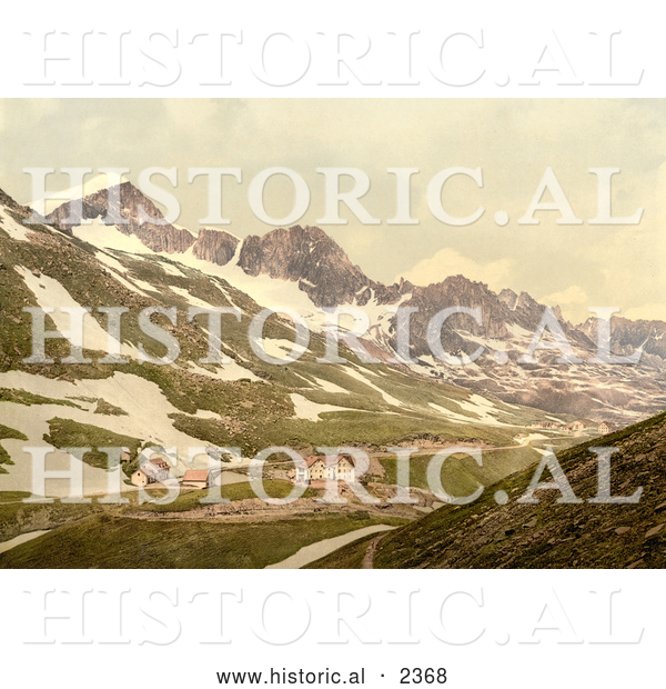 Historical Photochrom of Furka Pass in Switzerland