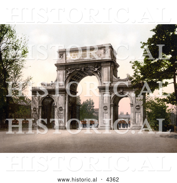 Historical Photochrom of Guards at the Memorial Arch in New Brompton Kent England