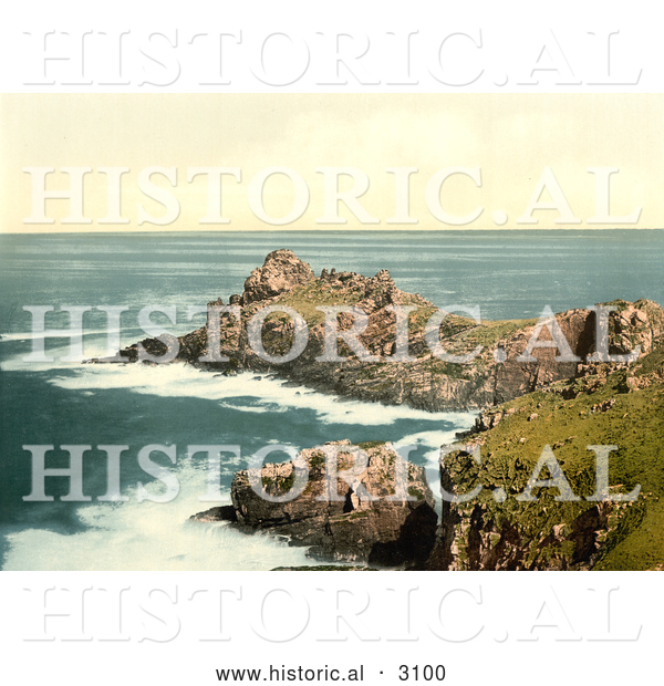 Historical Photochrom of Gurnard’s Head, St Ives