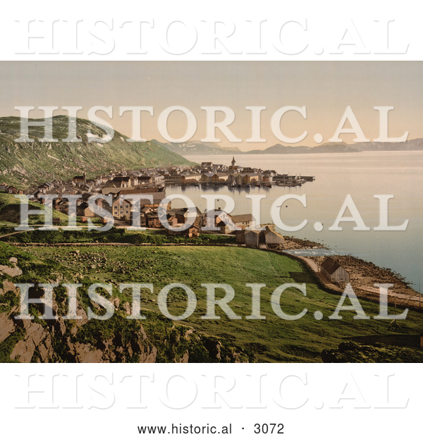 Historical Photochrom of Hammerfest, Norway Coastline