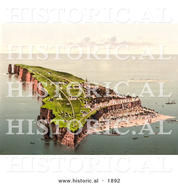 Historical Photochrom of Helgoland (Heligoland), Germany