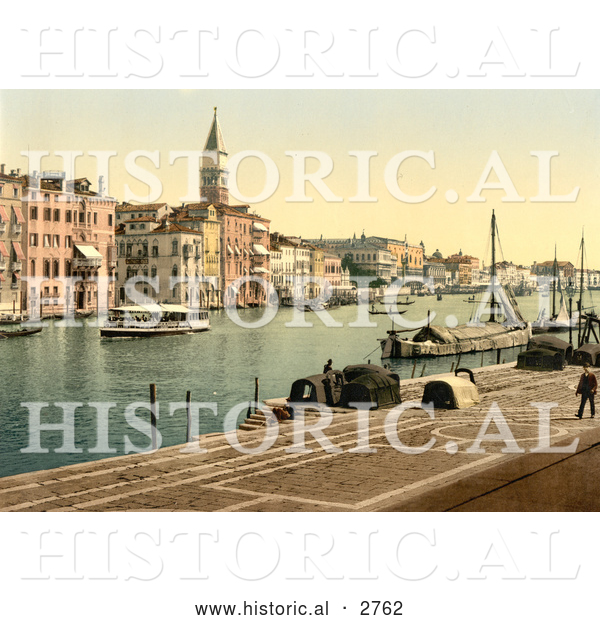Historical Photochrom of Hotel Bauer Grunewald, Venice, Italy