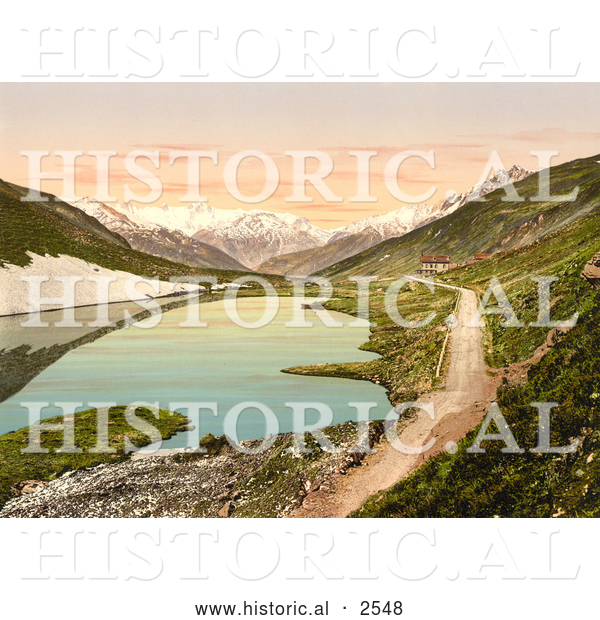 Historical Photochrom of Lake Lucerne, Switzerland