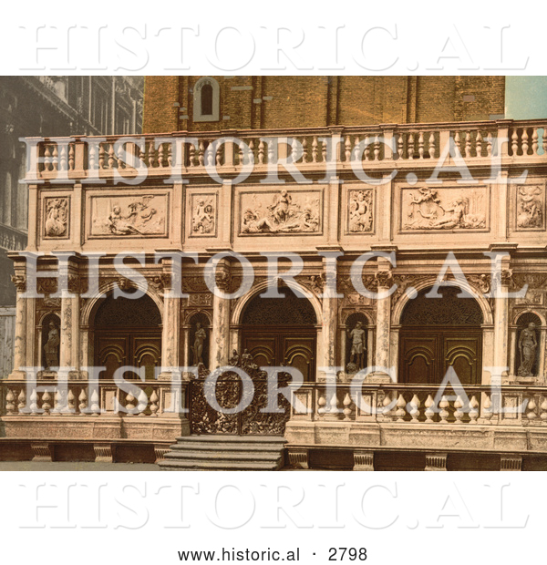Historical Photochrom of Loggia, St. Mark’s, Venice, Italy