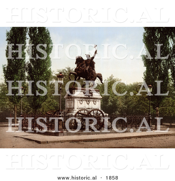 Historical Photochrom of Michaiwoda Memorial, Bukharest, Roumania
