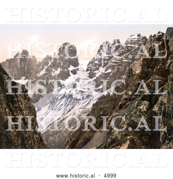 Historical Photochrom of Monte Cristallo and Piz Popena Group, Tyrol, Austria