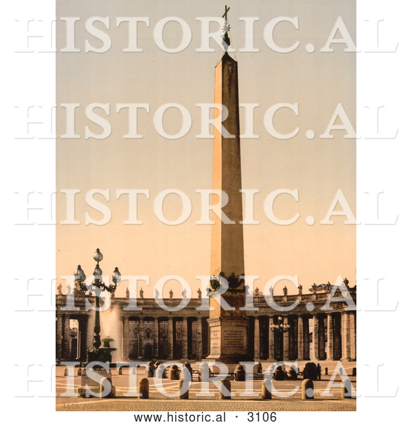 Historical Photochrom of Piazza San Pietro Obelisk