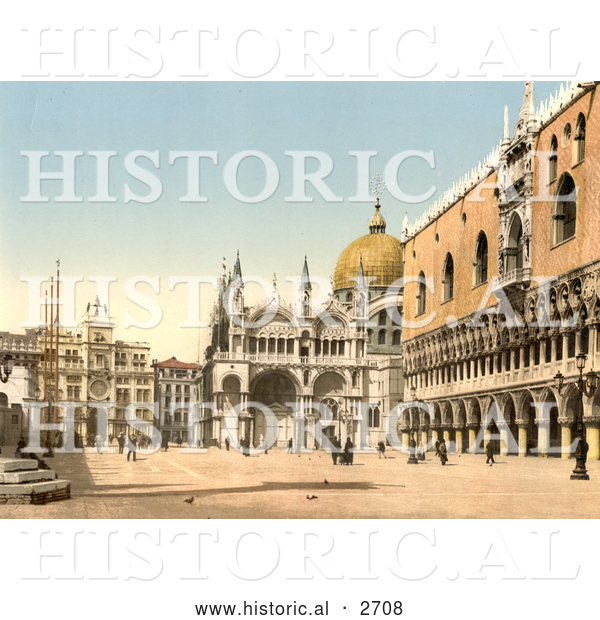 Historical Photochrom of Piazzetta Di San Marco