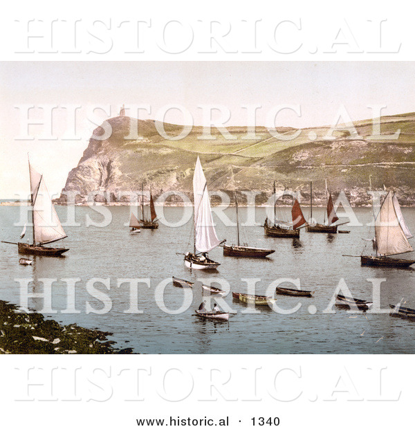Historical Photochrom of Port Erin, Isle of Man, England
