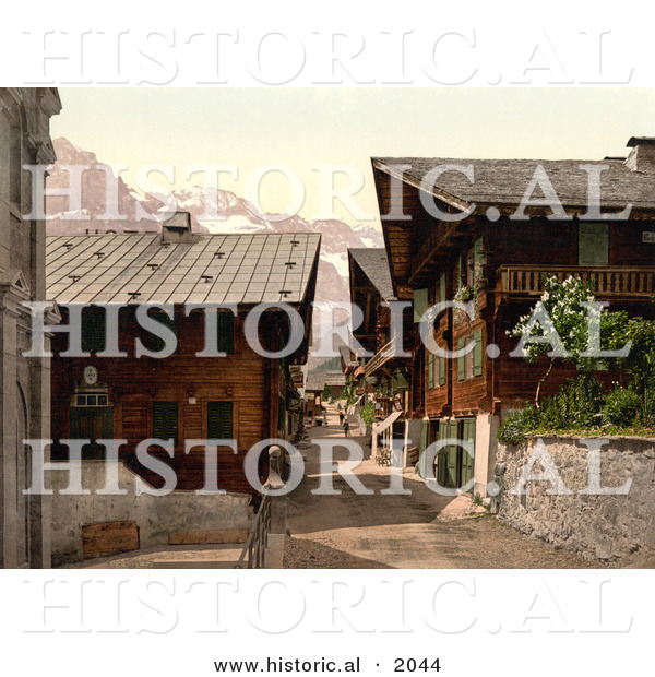 Historical Photochrom of Principal Street in Champery, Switzerland