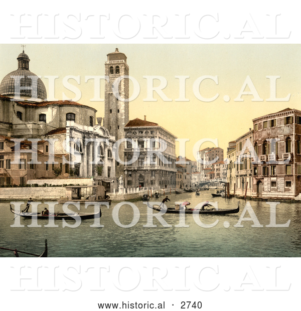 Historical Photochrom of San Geremia Church, Venice, Italy