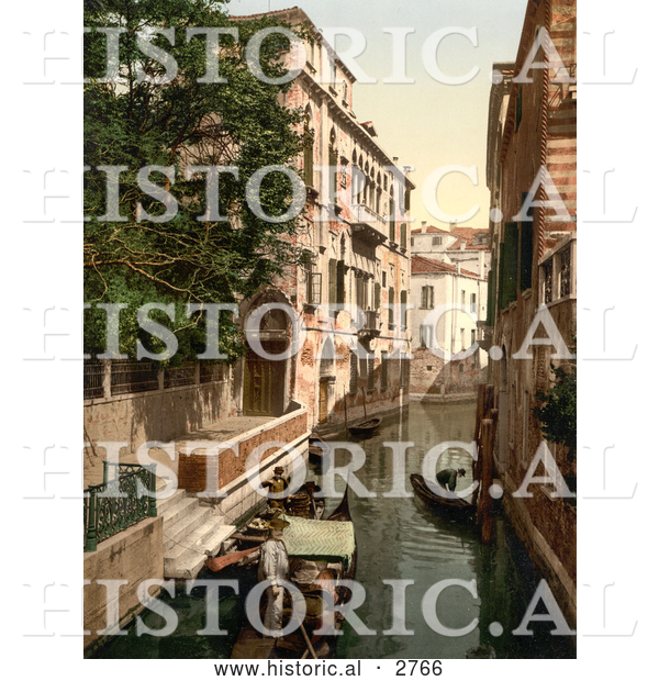 Historical Photochrom of San Marina Canal, Venice, Italy