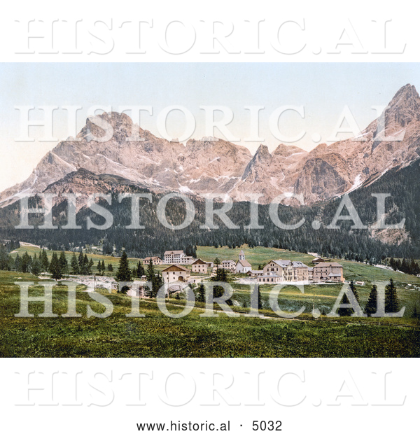 Historical Photochrom of San Martino Di Castrozza, Tyrol, Austria