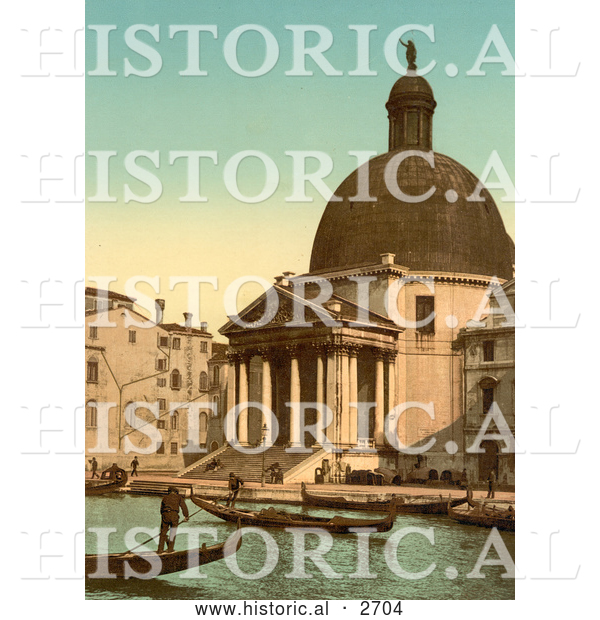 Historical Photochrom of San Simeone Piccolo, Venice, Italy