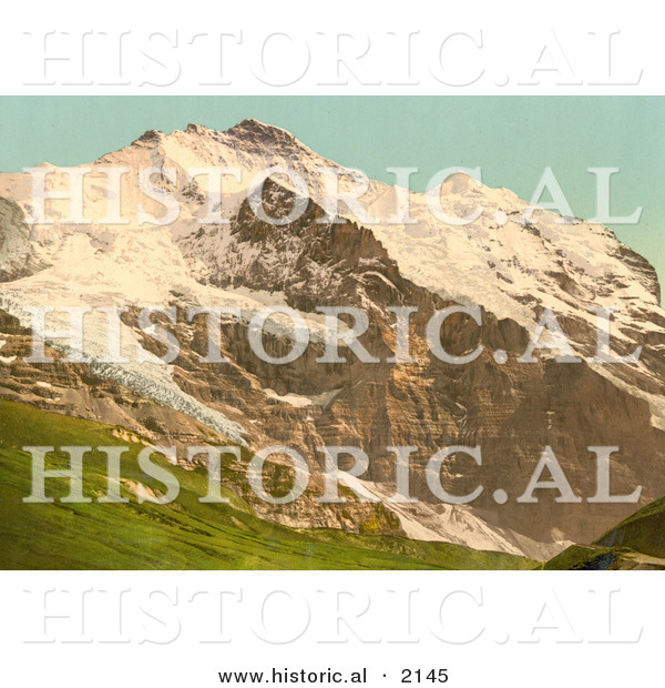 Historical Photochrom of Scheidegg, Jungfrau and Silberhorn Mountains