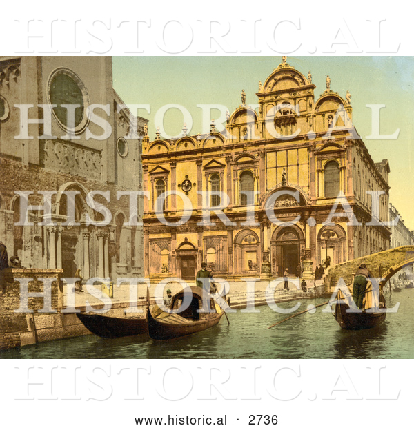Historical Photochrom of Scuola Di San Marco, Venice, Italy